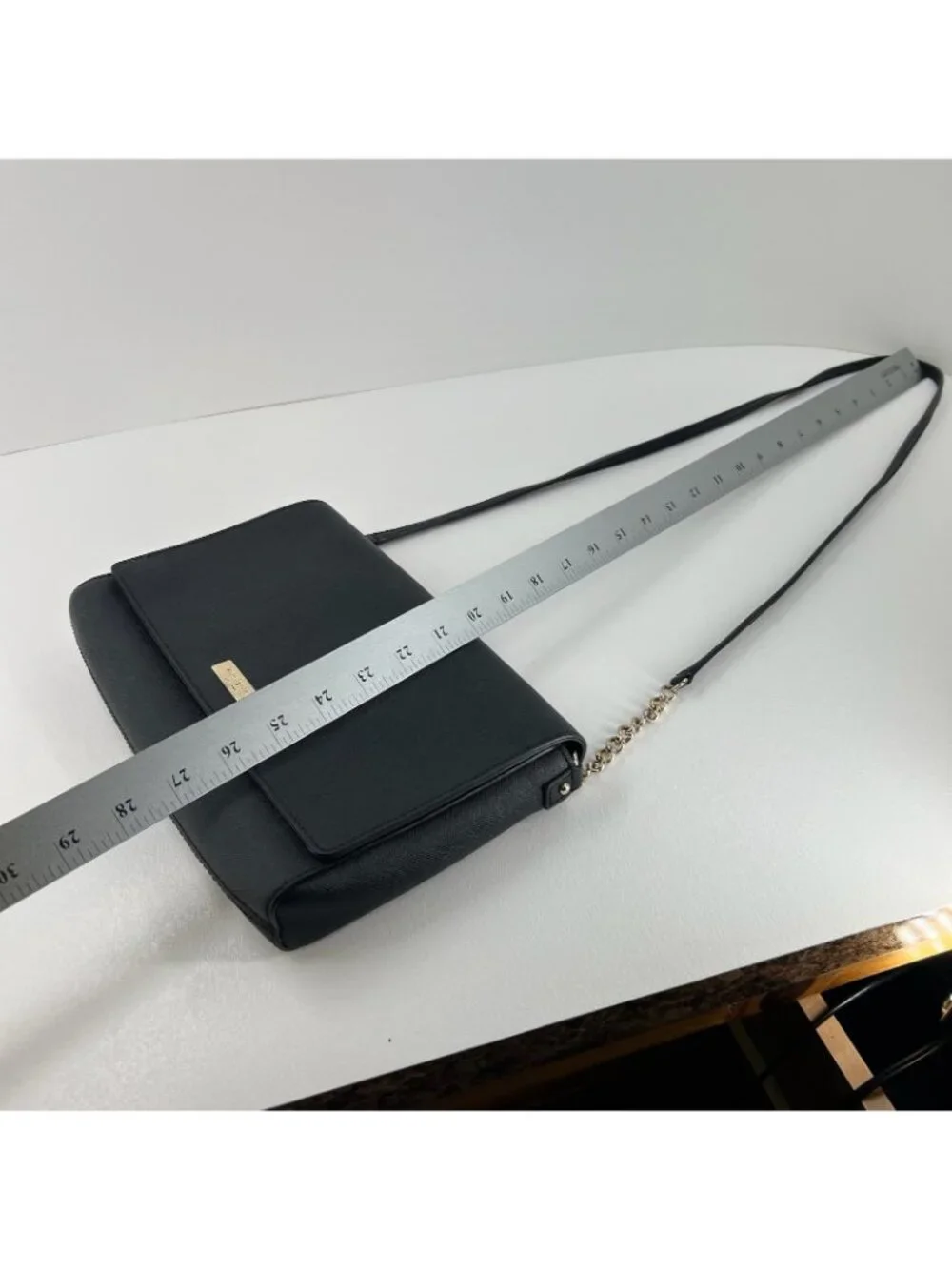 Kate Spade Tilden Place Alek Crossbody Bag Womens Saffiano Leather Chain Black